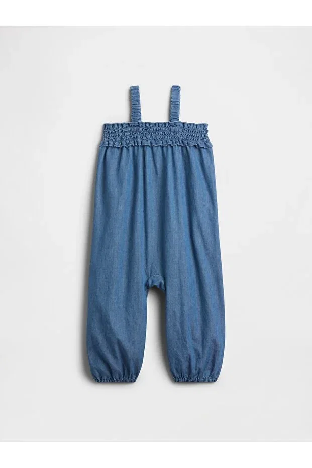 Детский комбинезон для девочек с принтом Smocked Jumpsuit Gap, Blue-001 — фото 3