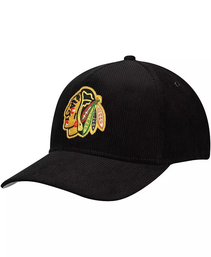 

Мужская черная вельветовая шапка Chicago Blackhawks с цепным стежком и регулируемой застежкой American Needle