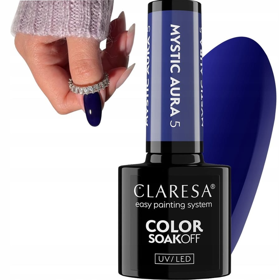

Claresa Mystic Aura 5 Hybrid Varnish Navy Blue 5 G Puderek