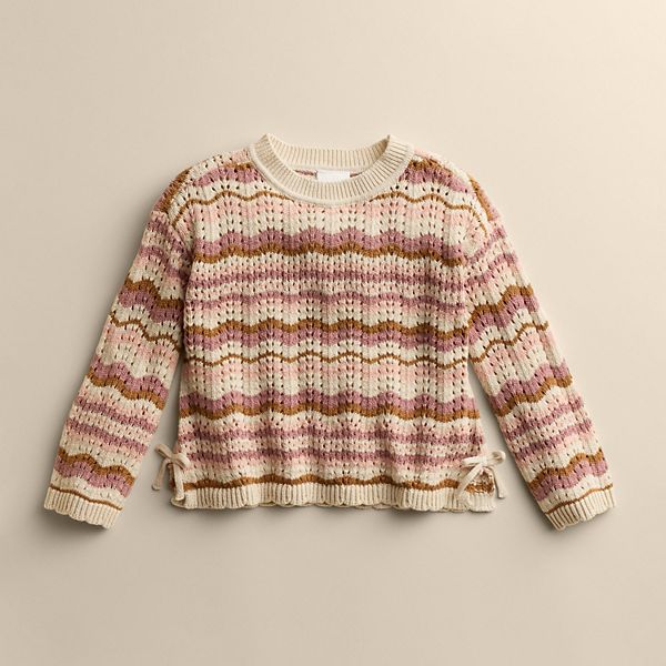 

Детский свитер с ажурной резинкой для девочки Little Co. By Lauren Conrad, Pink Birch Stripe