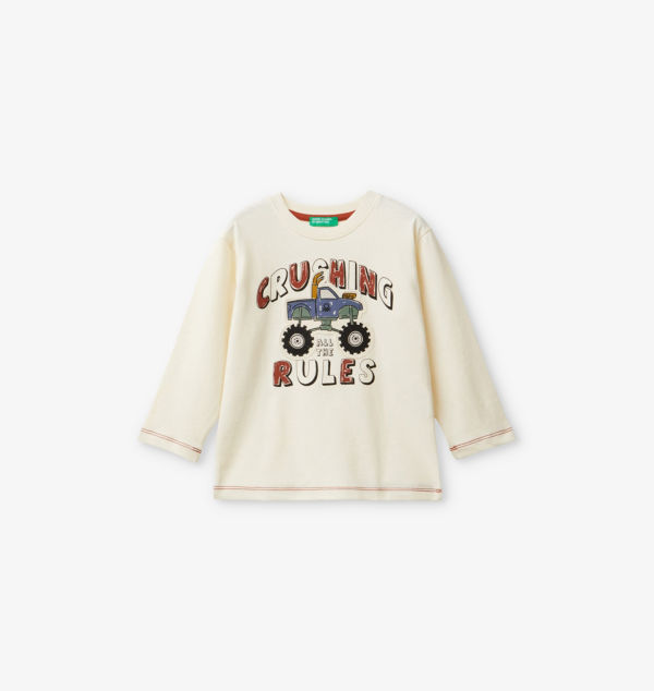 

Теплая футболка из органического хлопка 18 месяцев - 6 лет Benetton, желтый