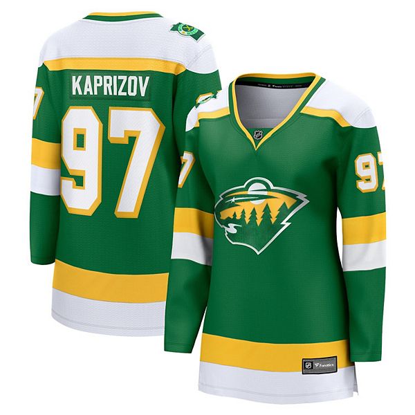 

Женская футболка Minnesota Wild 2023/24 Alternate Premier Breakaway игрока Kirill Kaprizov, зеленая Fanatics