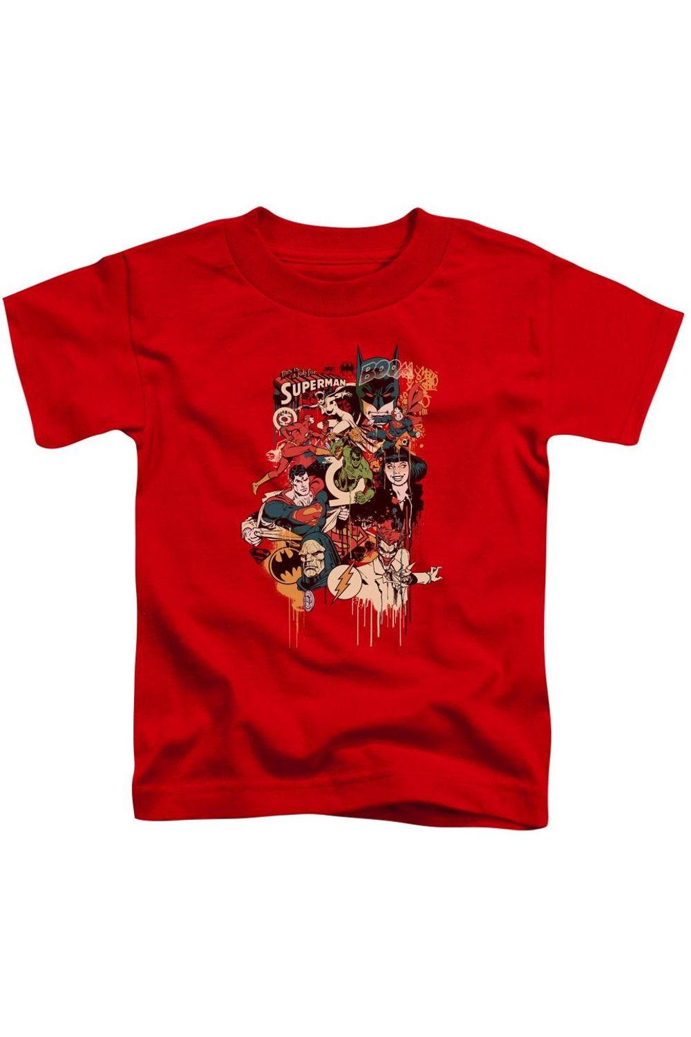 

Детская футболка с коротким рукавом DC Comics Dripping Characters Gildan, красный