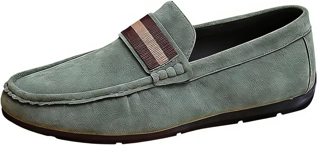 Мужские лоферы slip-on на мягкой подошве, армейский зеленый