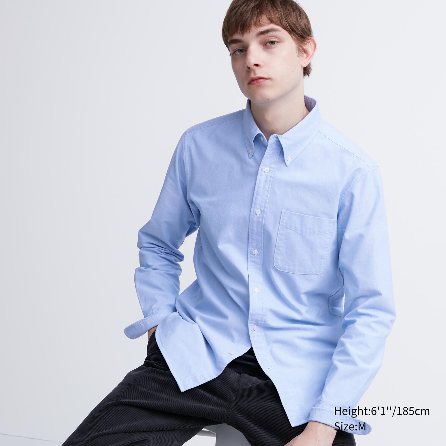 

Оксфордская рубашка приталенного кроя Uniqlo, синий