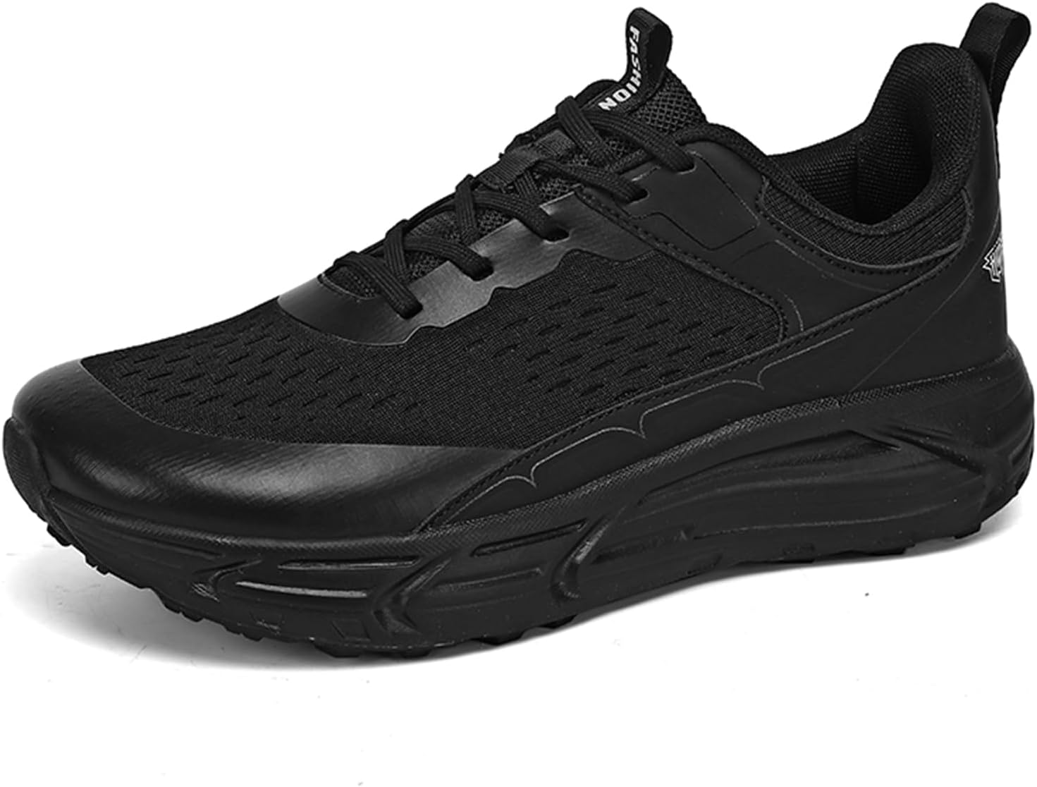 

Мужские стильные спортивные кроссовки средней высоты с дышащей сеткой, шнуровкой, амортизирующей подошвой и круглым носком, подходящие для ходьбы, тенниса и фитнеса Qaoterod, черный