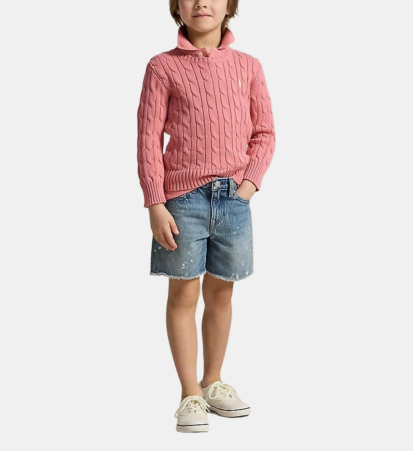 Прямой свитер из крученого хлопка Polo Ralph Lauren, розовый — фото 3