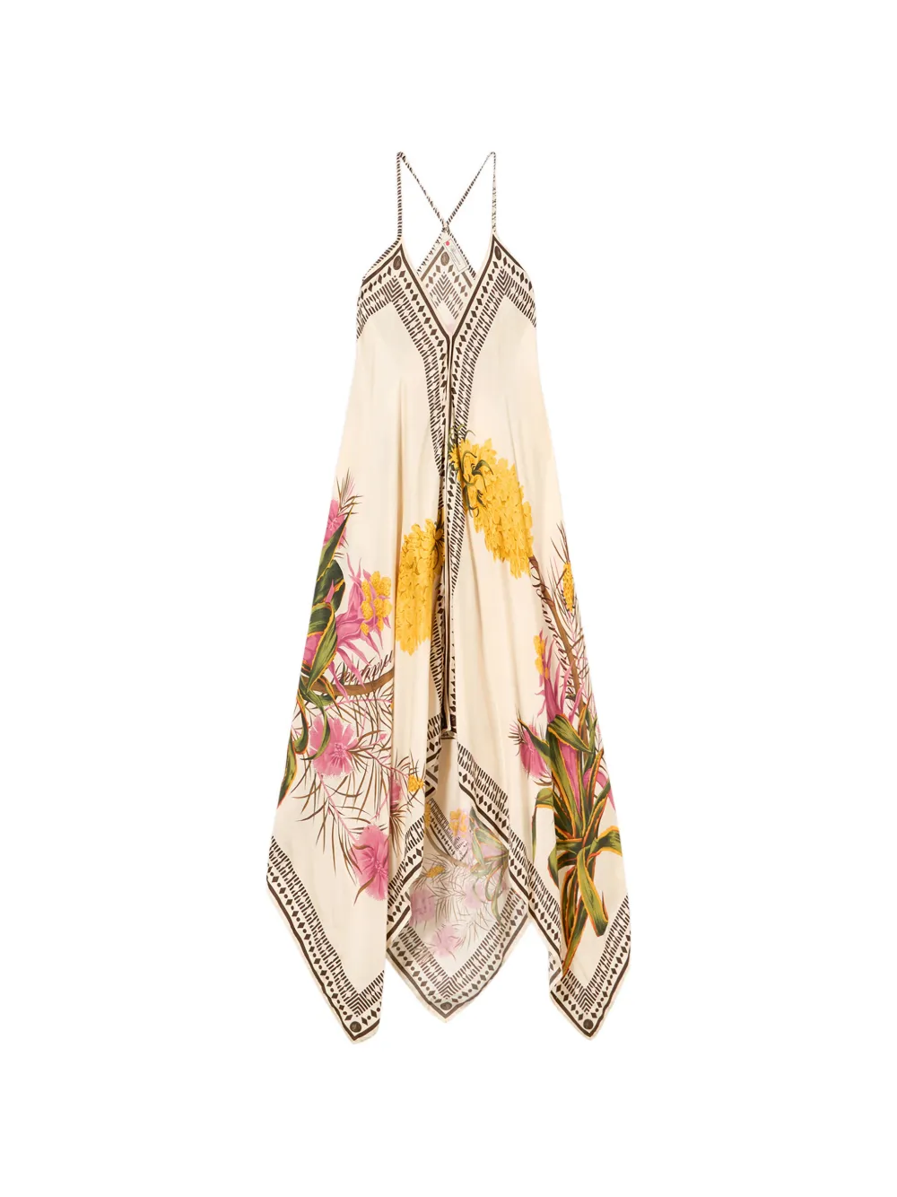 

Платье с цветочным принтом и v-образным вырезом BLUMARINE, бежевый