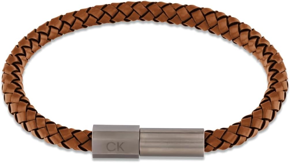 

Коллекция мужских ювелирных изделий Calvin Klein Industrial Facets - кожаный плетеный браслет с регулируемой магнитной застежкой - модный ювелирный аксессуар премиум-класса - подарок для него, Gunmetal-Brown