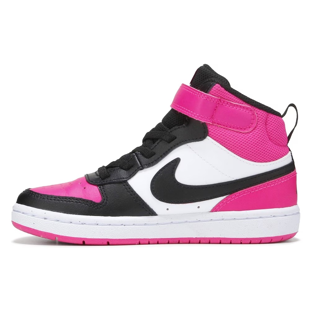 Детские высокие кроссовки Nike Court Borough Mid 2 для малышей, white/black/pink — фото 3