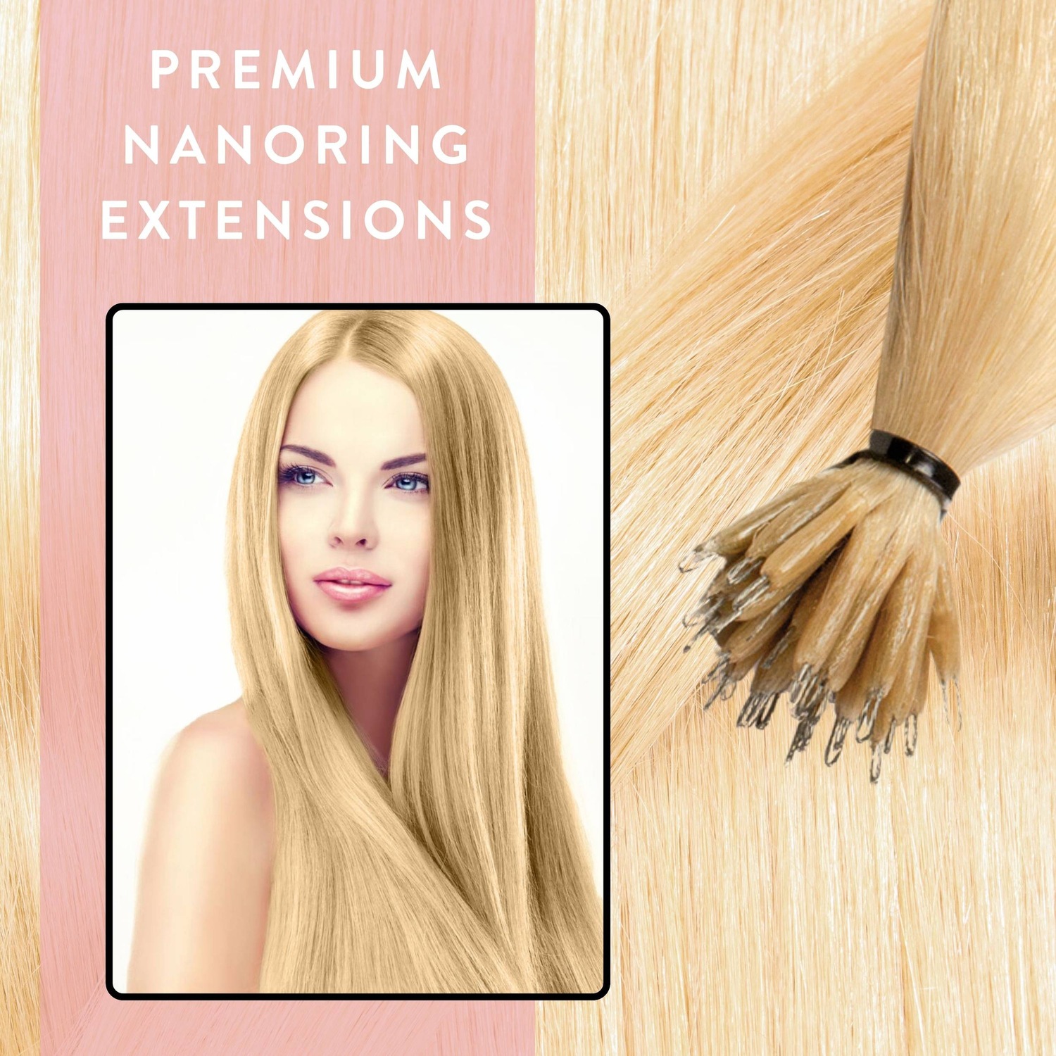 Накладные волосы nanoring extensions premium echthaar #9/0 lichtblond 1g Hair2Heart, количество 25 шт. — фото 2