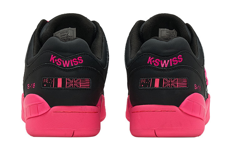 KSWISS Антискользящие износостойкие низкие кеды для скейтбординга мужские черные розовые K·SWISS, Pure Black/Neon Pink — фото 4