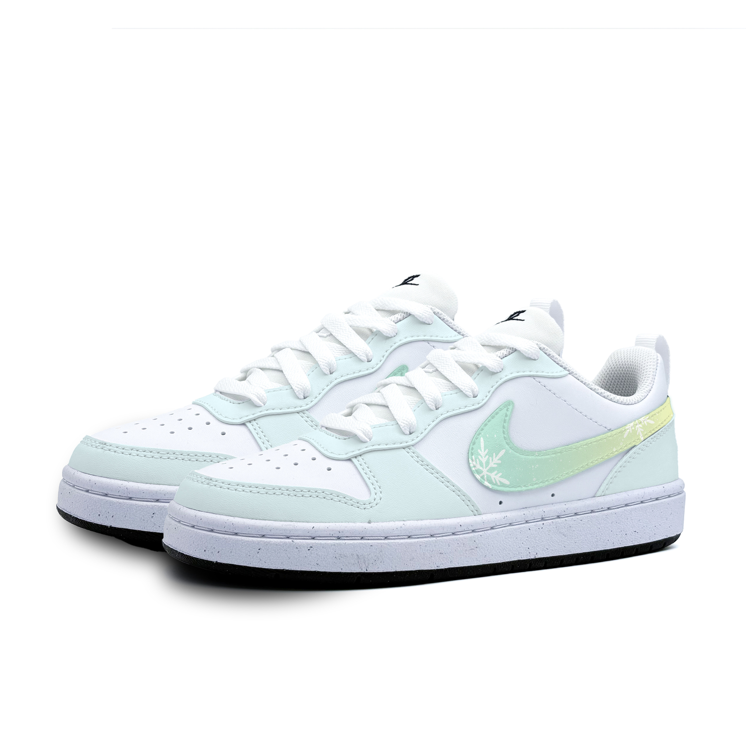 Nike Детские низкие скейтбордистские кроссовки Court Borough Mint Snowflake, износостойкие, молочно-зеленого цвета, для подростков — фото 4