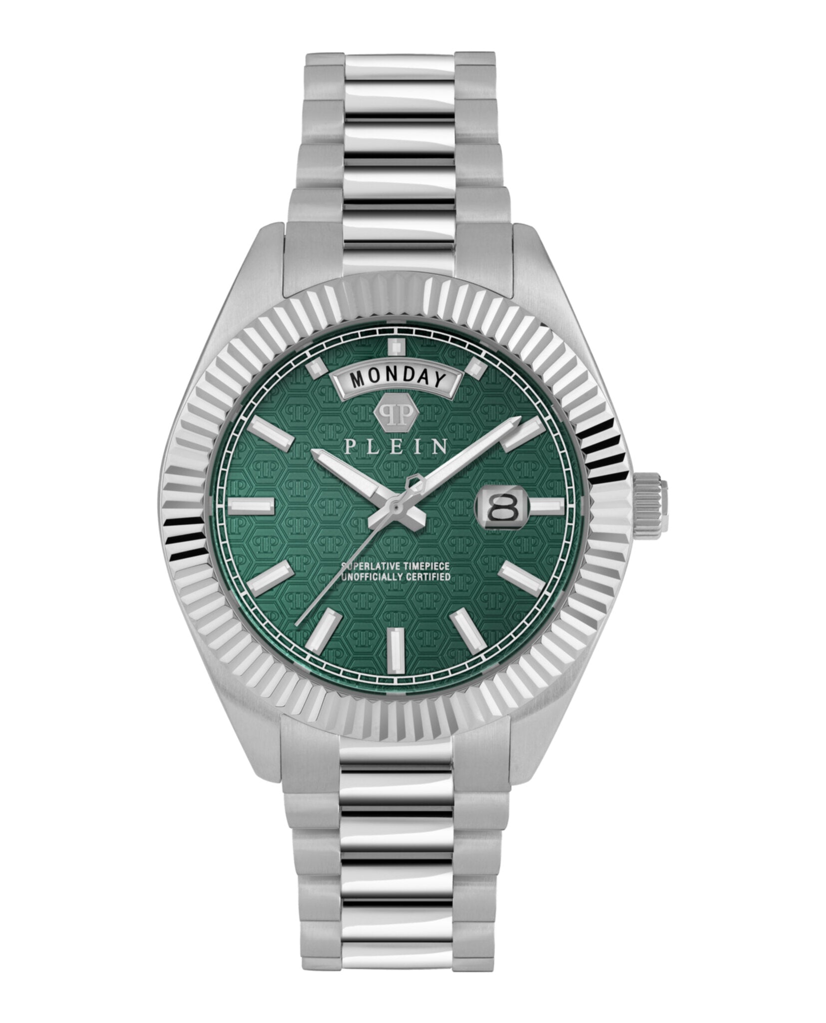 

Часы с превосходным датой PHILIPP PLEIN, цвет silver/stainless steel/green