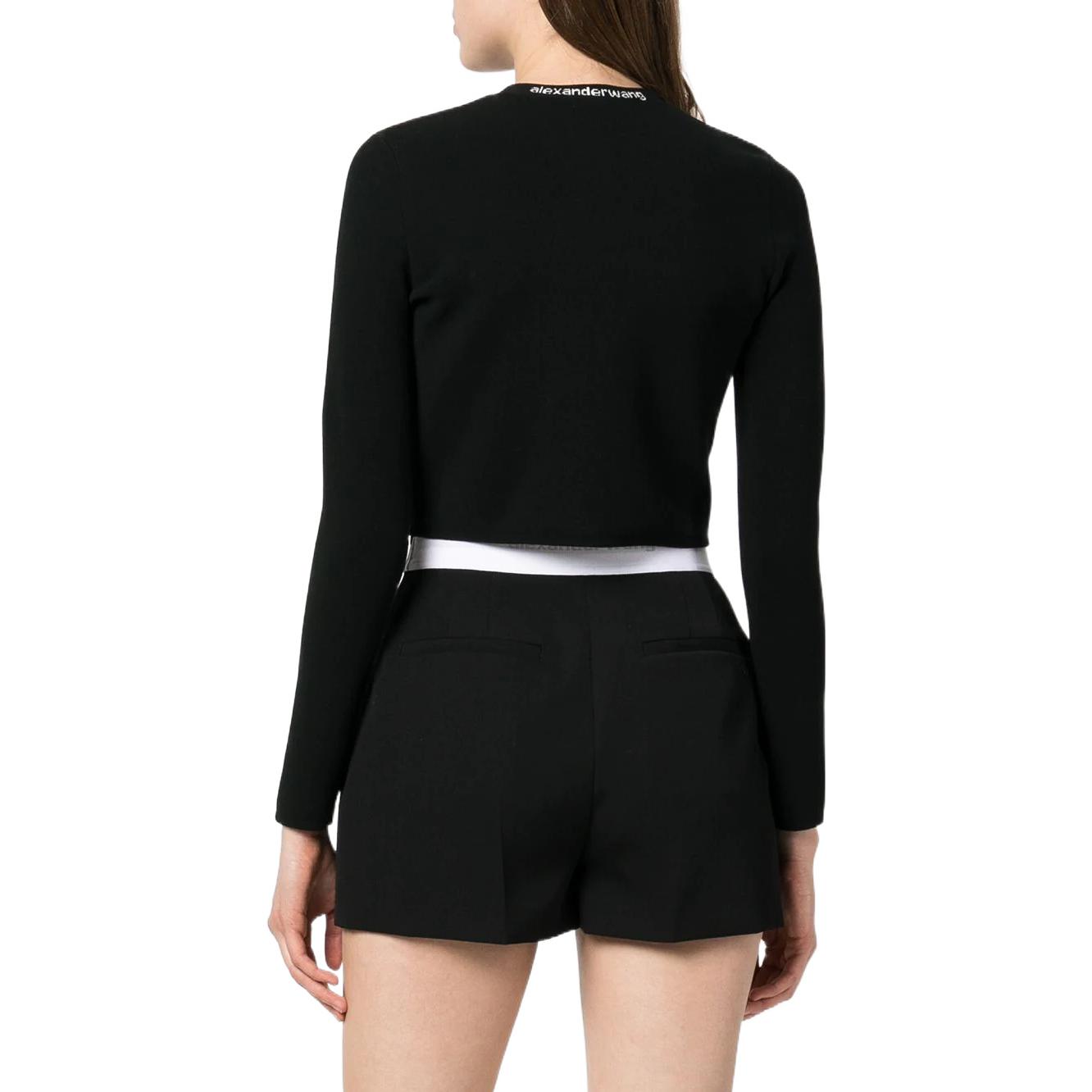 Логотипная лента укороченный кардиган черно-белый Alexander Wang — фото 4