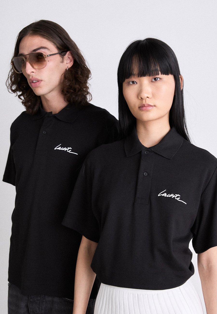 Поло Lacoste Unisex, Black, однотонное, черное — фото 4