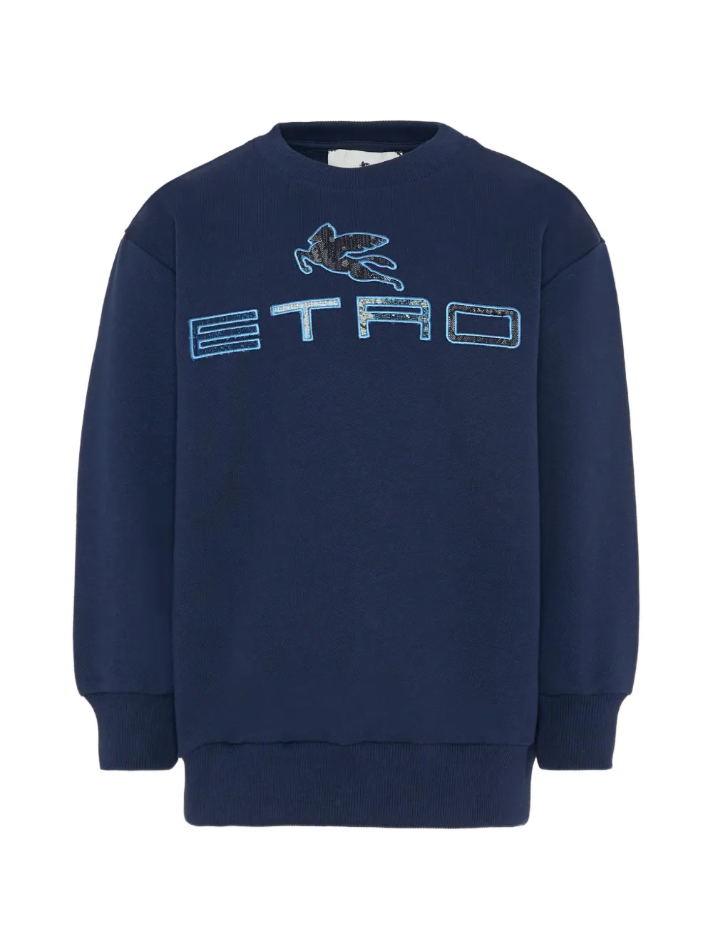 Свитер с логотипом и круглым вырезом Etro Kids, синий