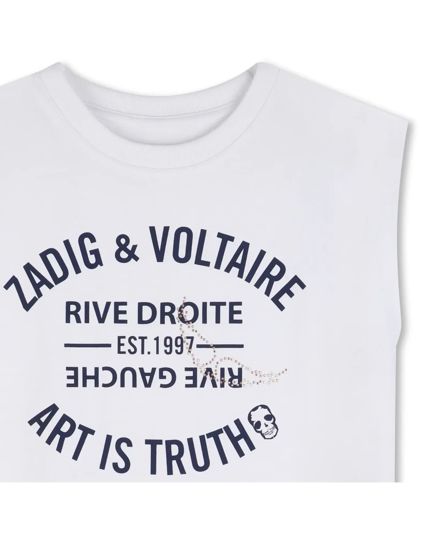 Футболка для девочки с коротким рукавом и рисунком спереди, из хлопка Zadig & Voltaire, белый — фото 2