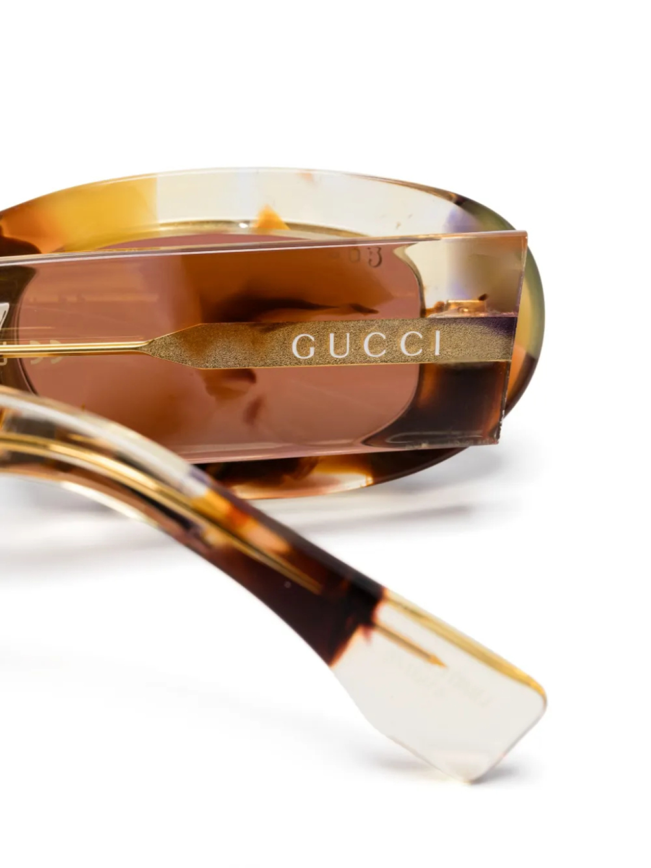 Солнцезащитные очки в овальной оправе Gucci Eyewear, коричневый — фото 3