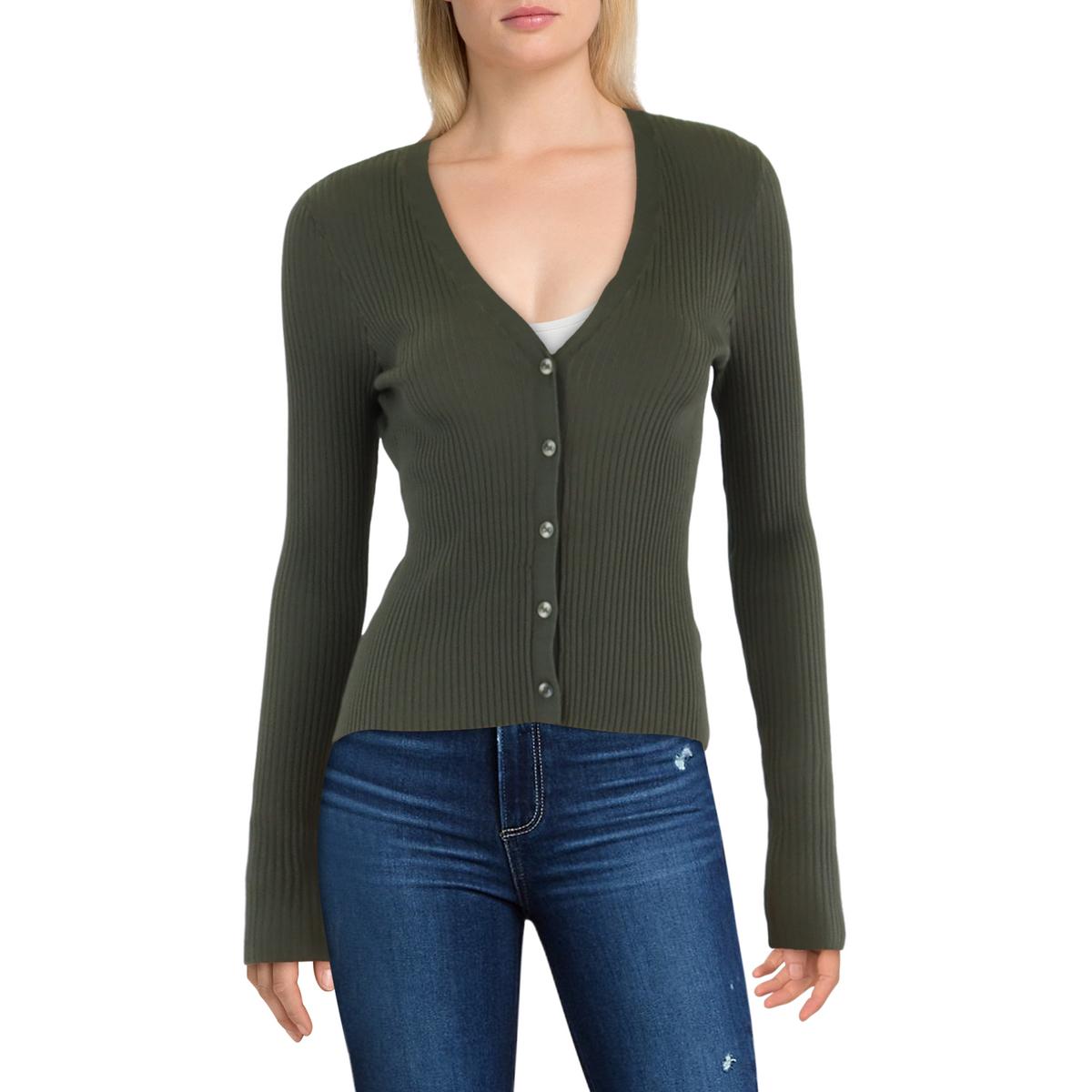 

Женский ребристый кардиган на пуговицах GOOD AMERICAN, цвет vine