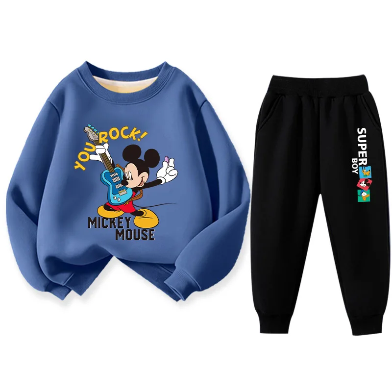 Детская повседневная спортивная толстовка Disney, W Blue Guitar-K Black Opening Mickey Mouse-Fleece-Lined