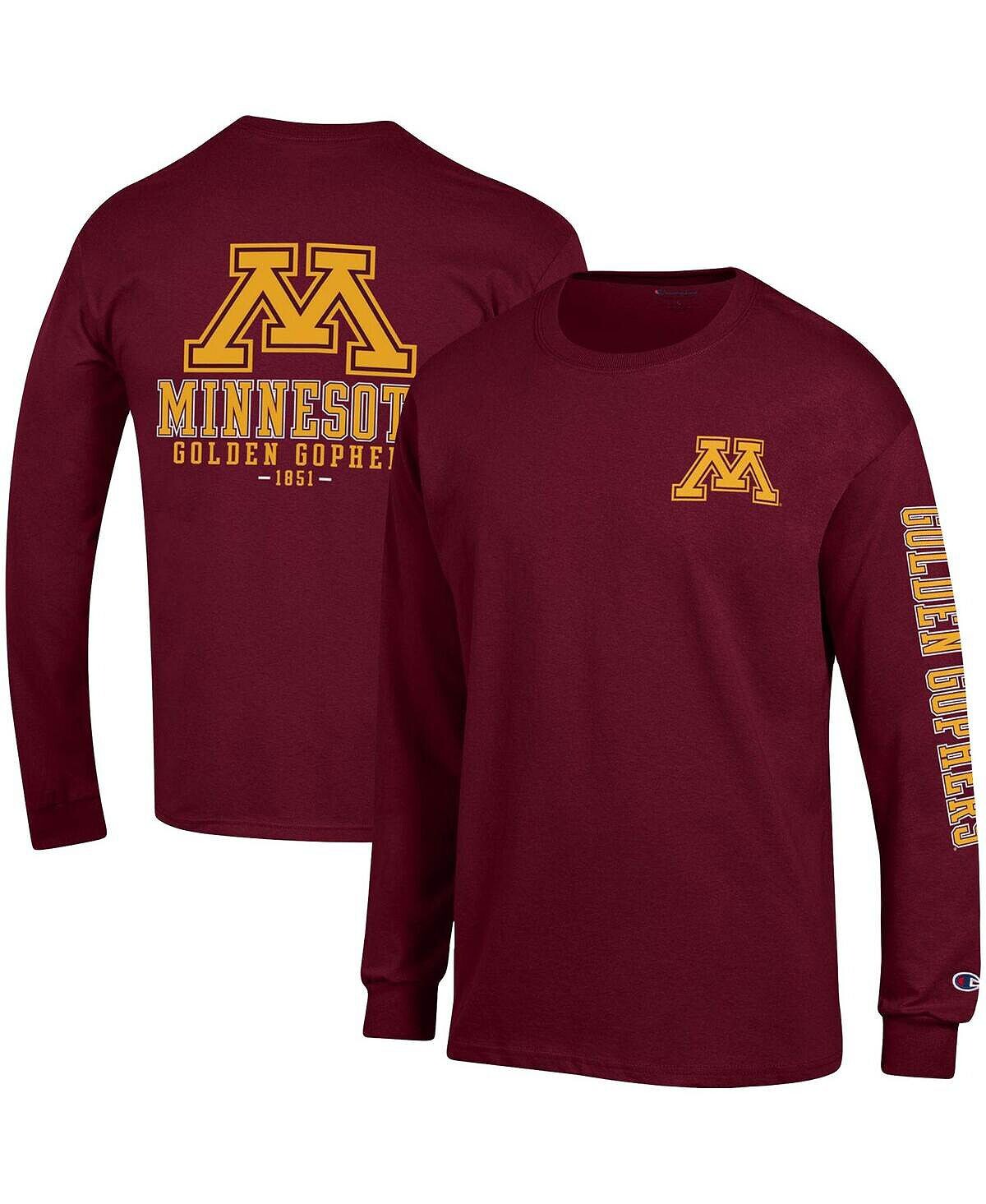 

Мужская темно-бордовая футболка с длинным рукавом Minnesota Golden Gophers Team Stack Champion, Красный, Мужская темно-бордовая футболка с длинным рукавом Minnesota Golden Gophers Team Stack Champion