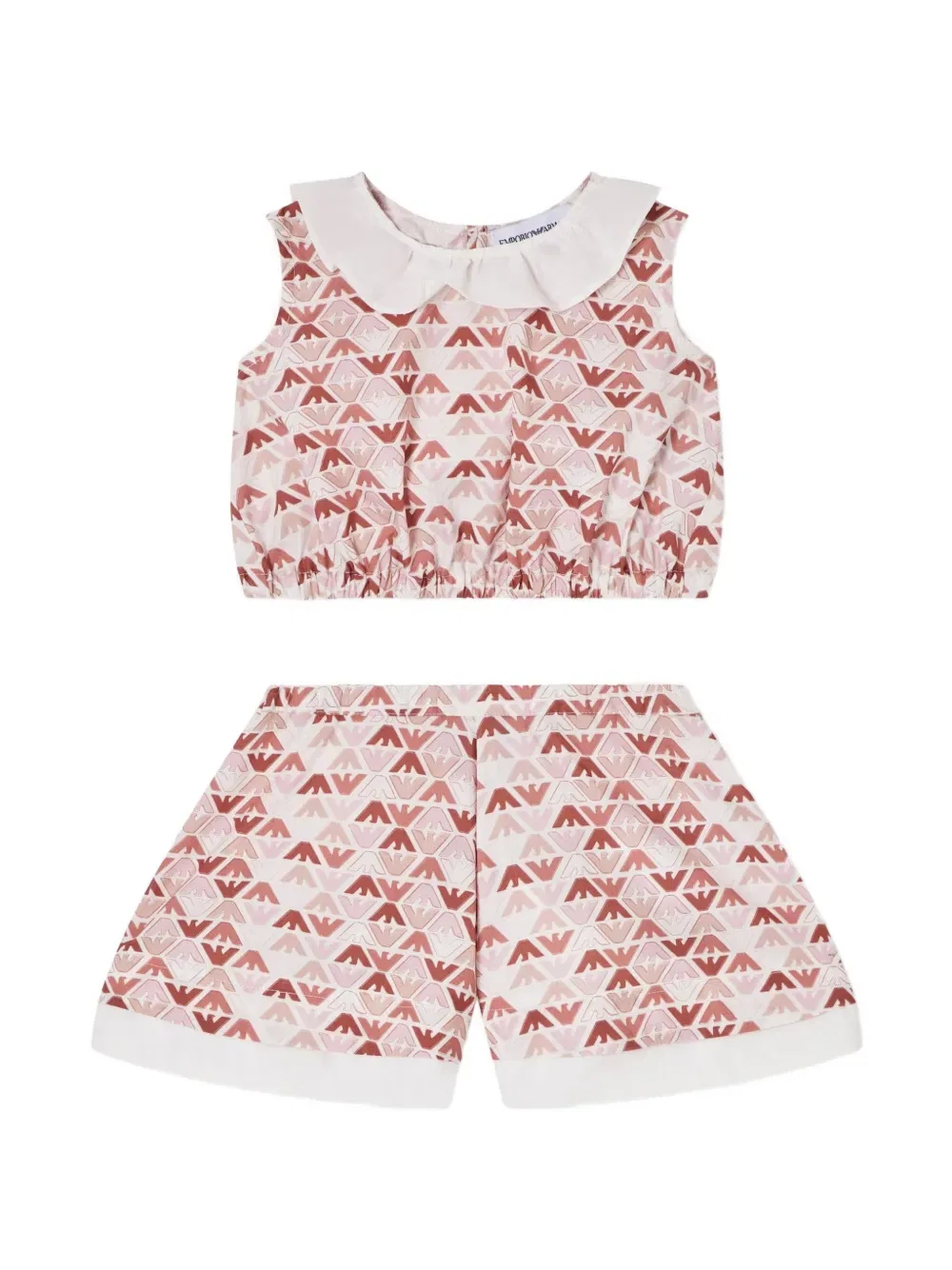 Комплект из шорт и топа с рюшами и принтом логотипа Emporio Armani Kids, нейтральный