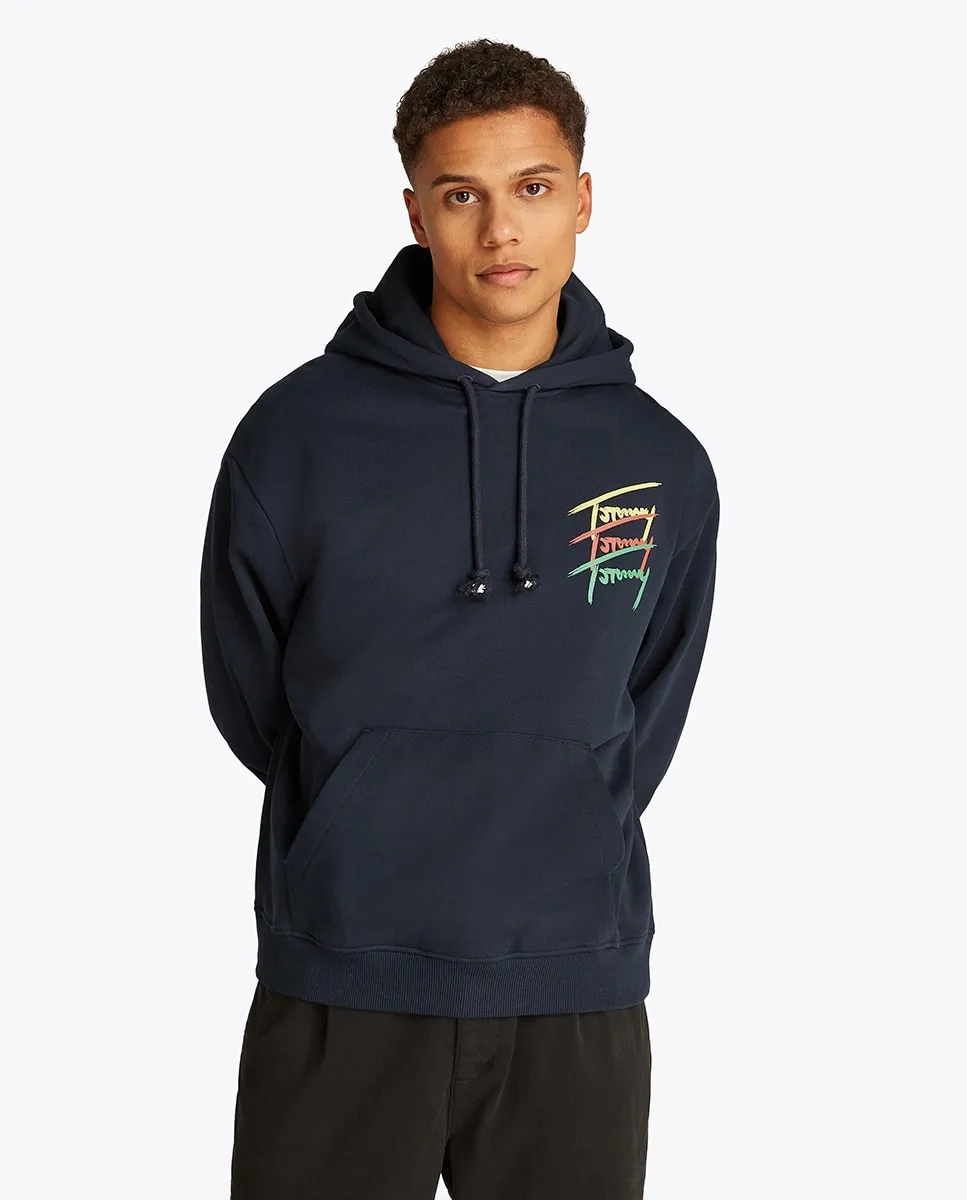 

Мужская толстовка с принтом на спине и свободным кроем Tommy Jeans, тёмно-синий