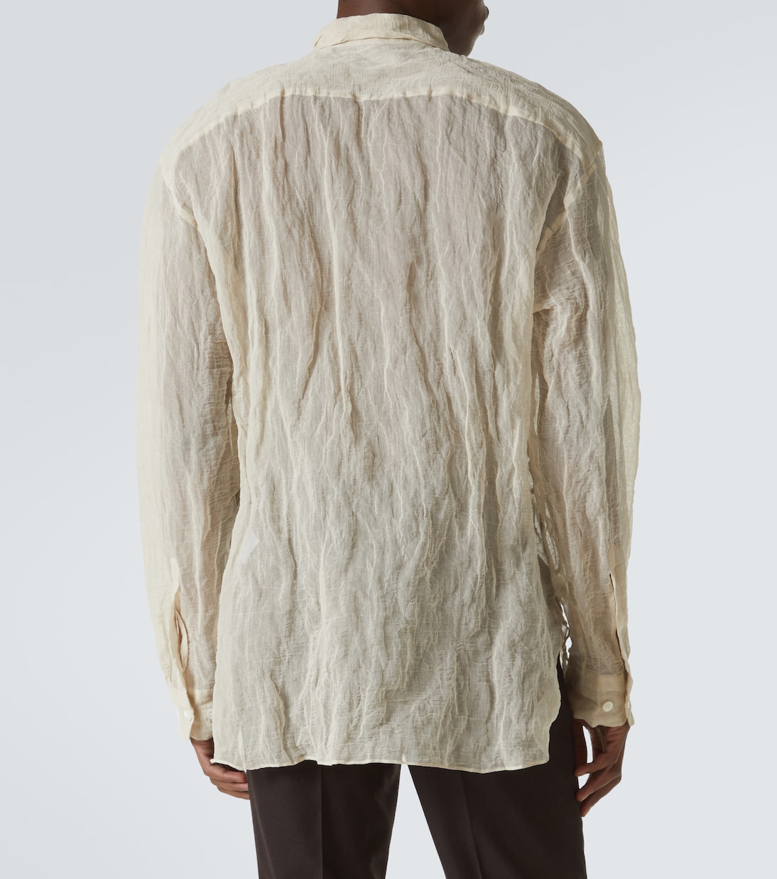 Рубашка из ламе с добавлением хлопка и шелка Dries Van Noten, Natural — фото 4
