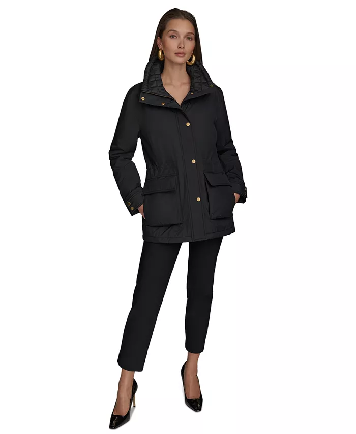 

Женское пальто со стоячим воротником и затянутой талией Donna Karan New York, черный
