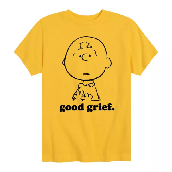 

Футболка для мальчиков 8-20 лет с принтом "Peanuts" — Чарли Браун и надписью "Good grief" Licensed Character, желтый