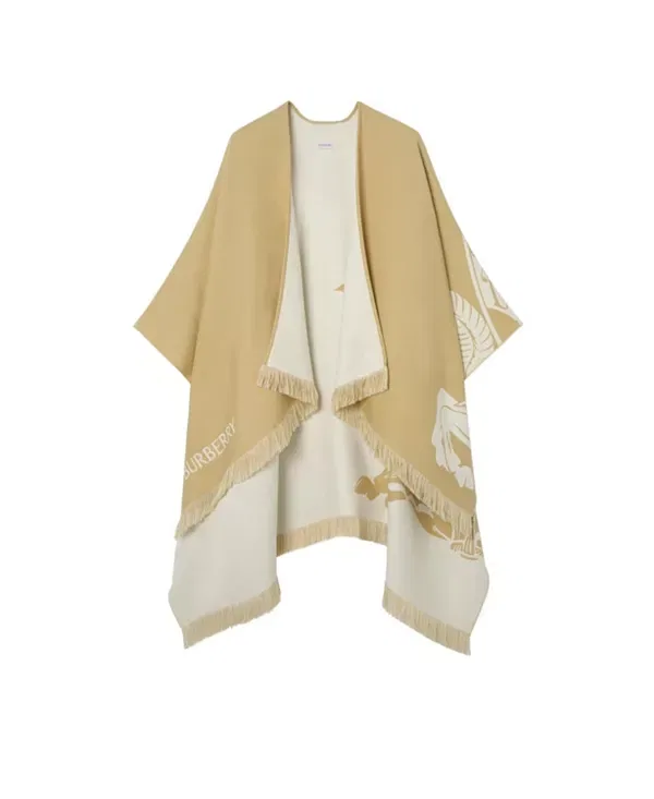Женское пончо из шерсти шелка и кашемира Knight Burberry, Sand Beige