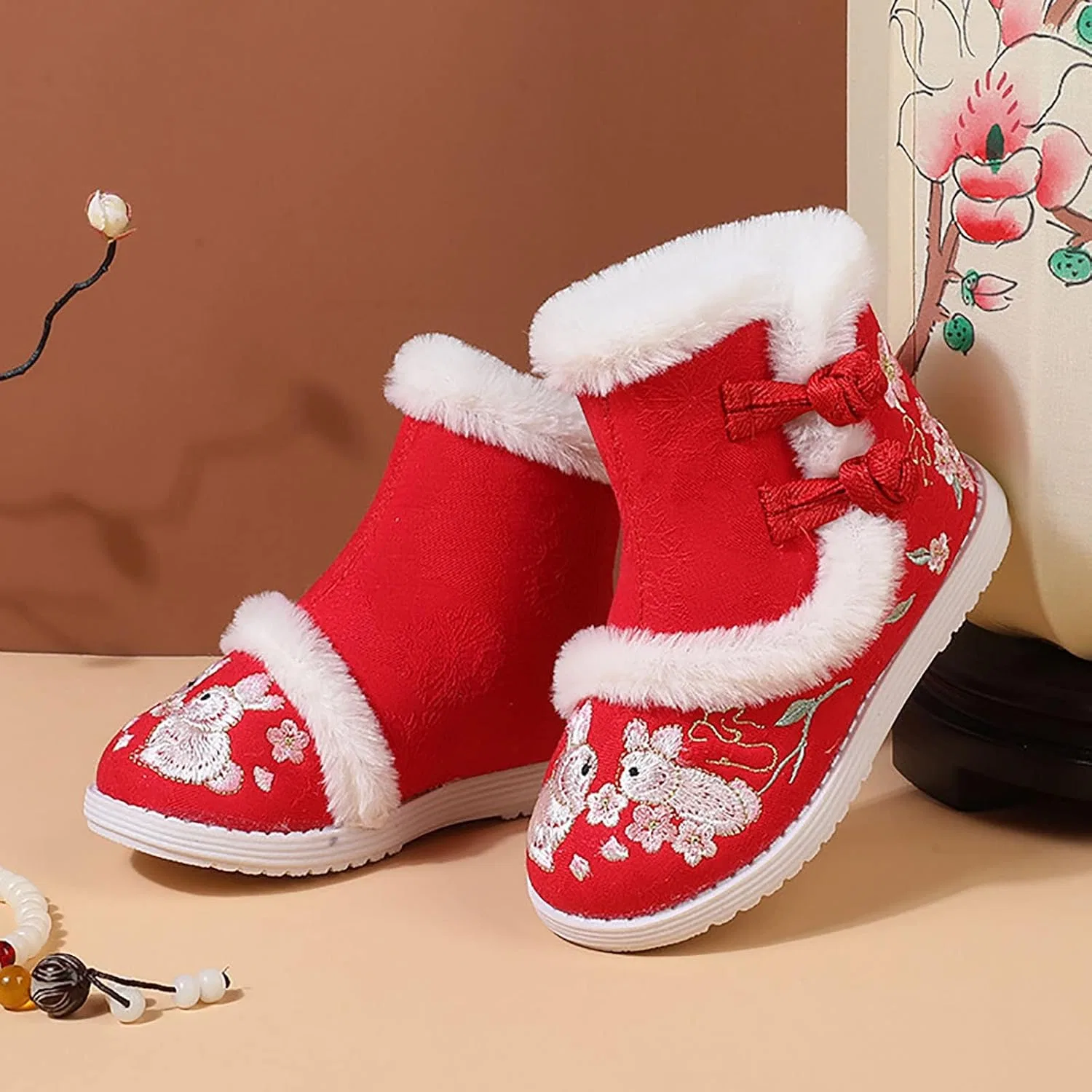 Детские ботинки для мальчиков с вышивкой Hanfu Shoes, Red — фото 4