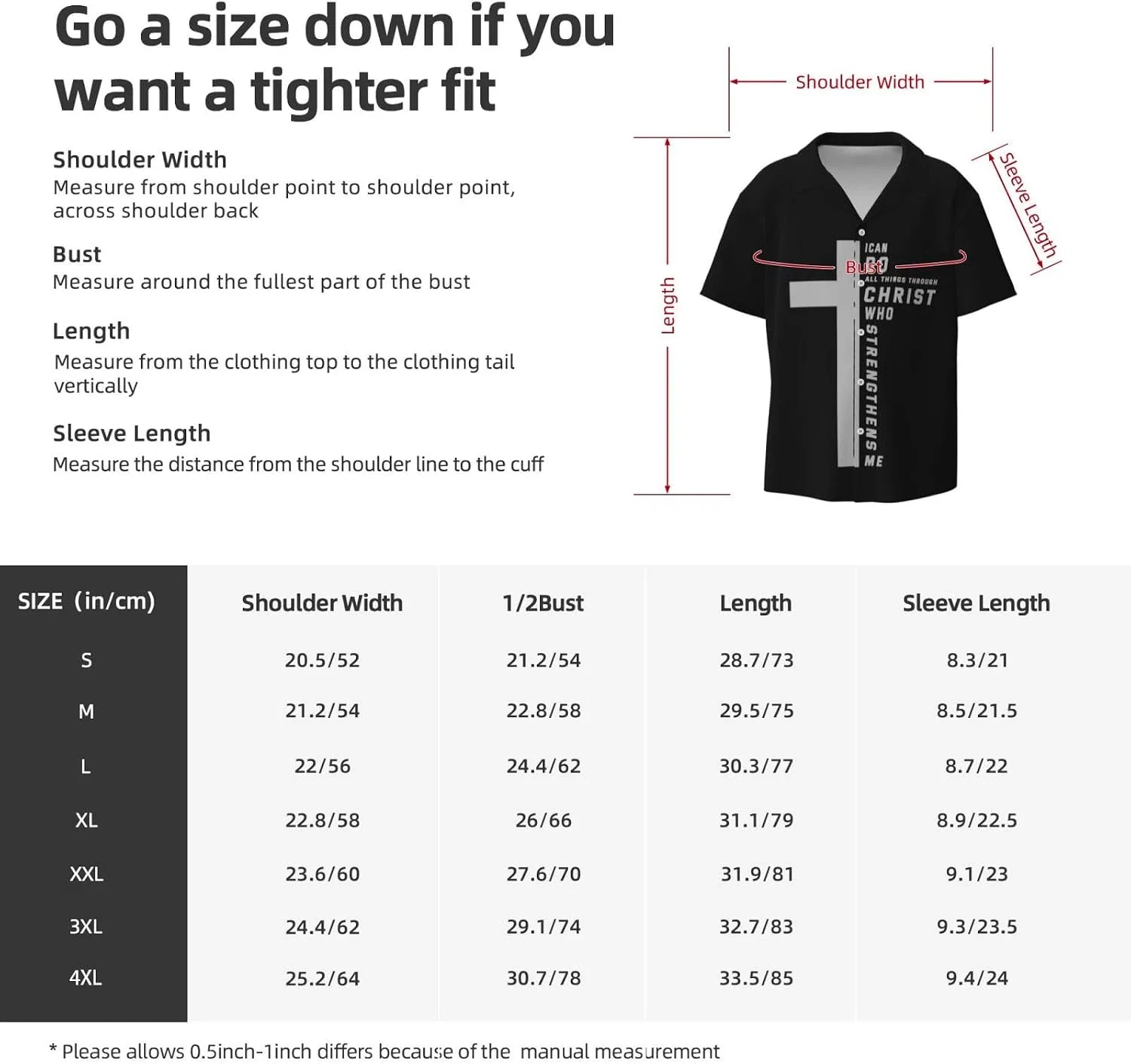 Мужская рубашка с принтом креста Cuba воротник Loose Fit, Black — фото 4