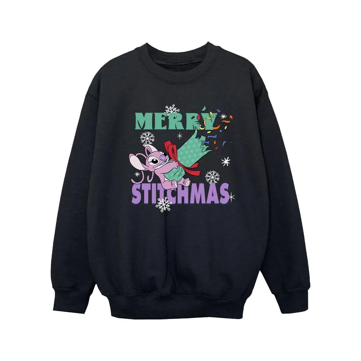Свитшот с принтом Merry Stitchmas Lilo & Stitch, Black — фото 2