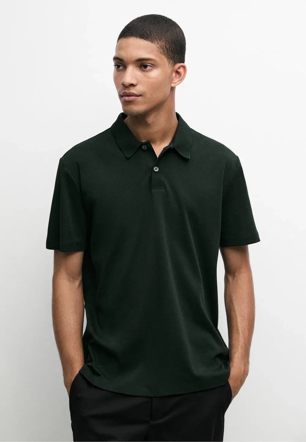 Поло с коротким рукавом из 100% хлопка - рубашка поло Massimo Dutti, Khaki