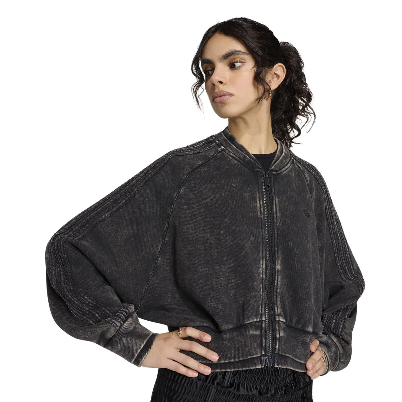 Женская куртка Double Layered Cropped Track Top Adidas, черный — фото 4