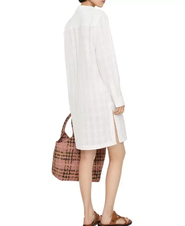 Женское платье из хлопкового вуаля с принтом Check Equestrian Knight Burberry, Chalk White — фото 2