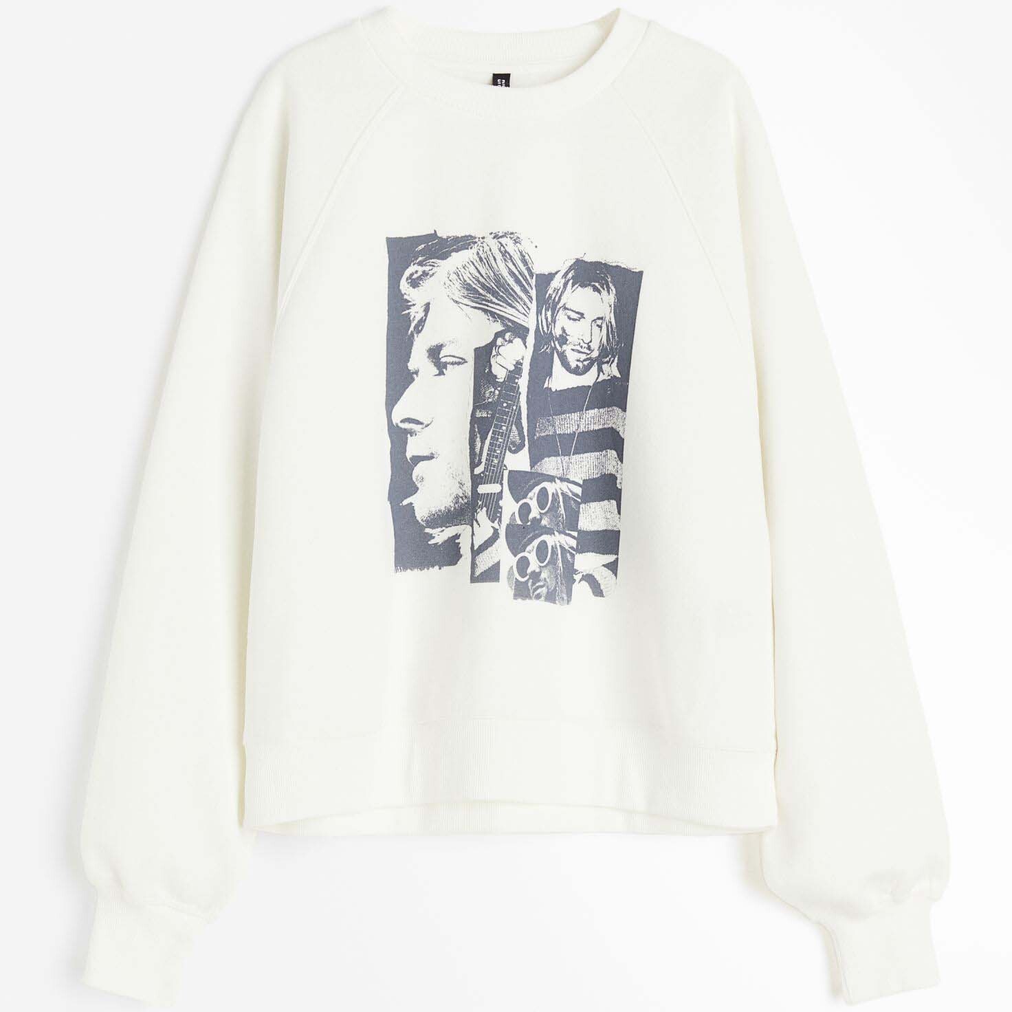 

Свитшот H&M Kurt Cobain Printed, кремовый, Бежевый, Свитшот H&M Kurt Cobain Printed, кремовый