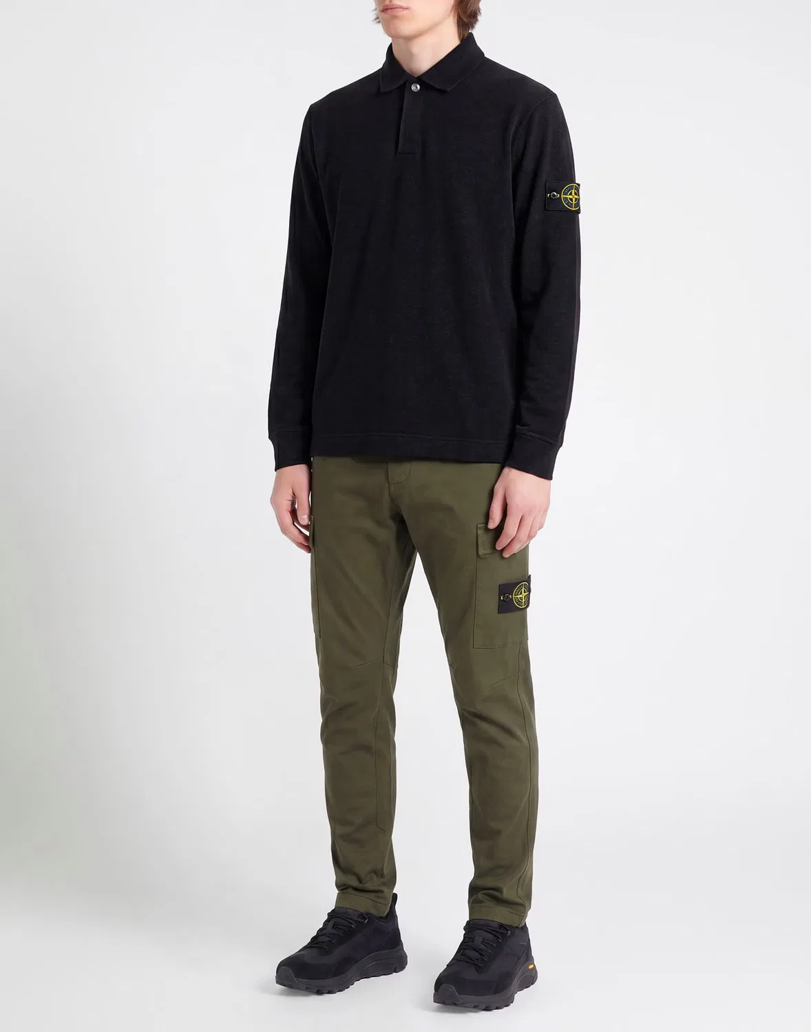 Мужская флисовая кофта с воротником-стойкой Stone Island, черный — фото 2