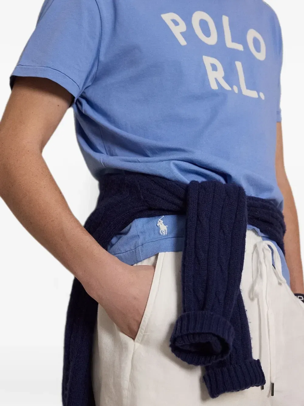 Футболка из хлопка с логотипом Polo Ralph Lauren, синий — фото 4