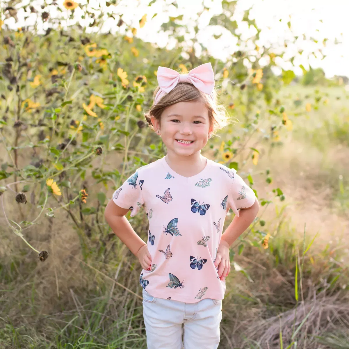 Детская футболка с принтом Relaxed Fit Kyte Baby, Blush Butterfly — фото 4