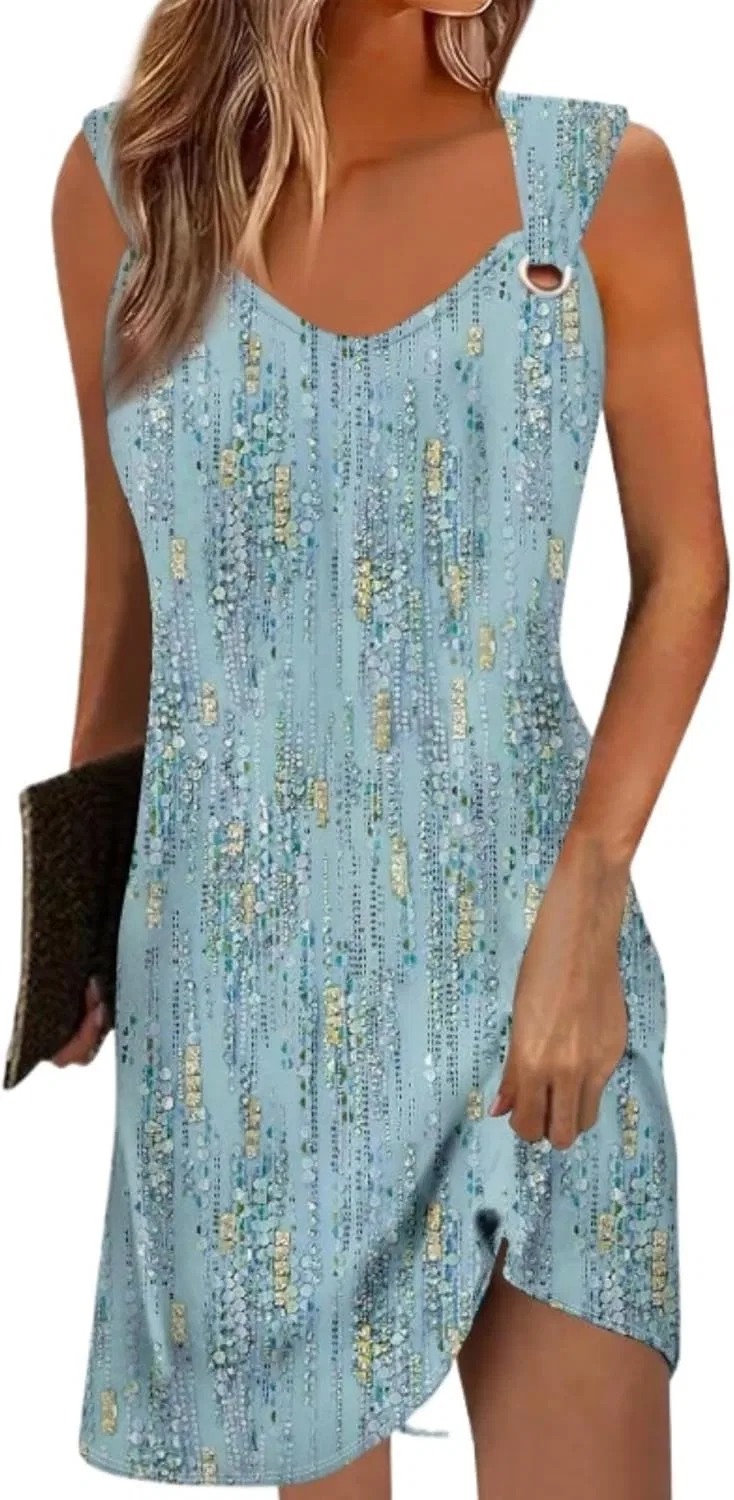 Женское летнее платье сарафан с цветочным принтом sleeveless, Dresses14aa