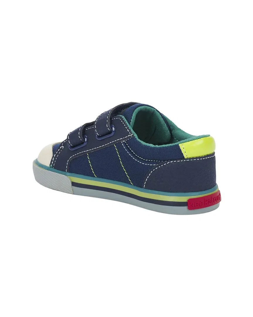 Детские кроссовки на липучках Waylon Sneaker See Kai Run, Navy/Lime — фото 3