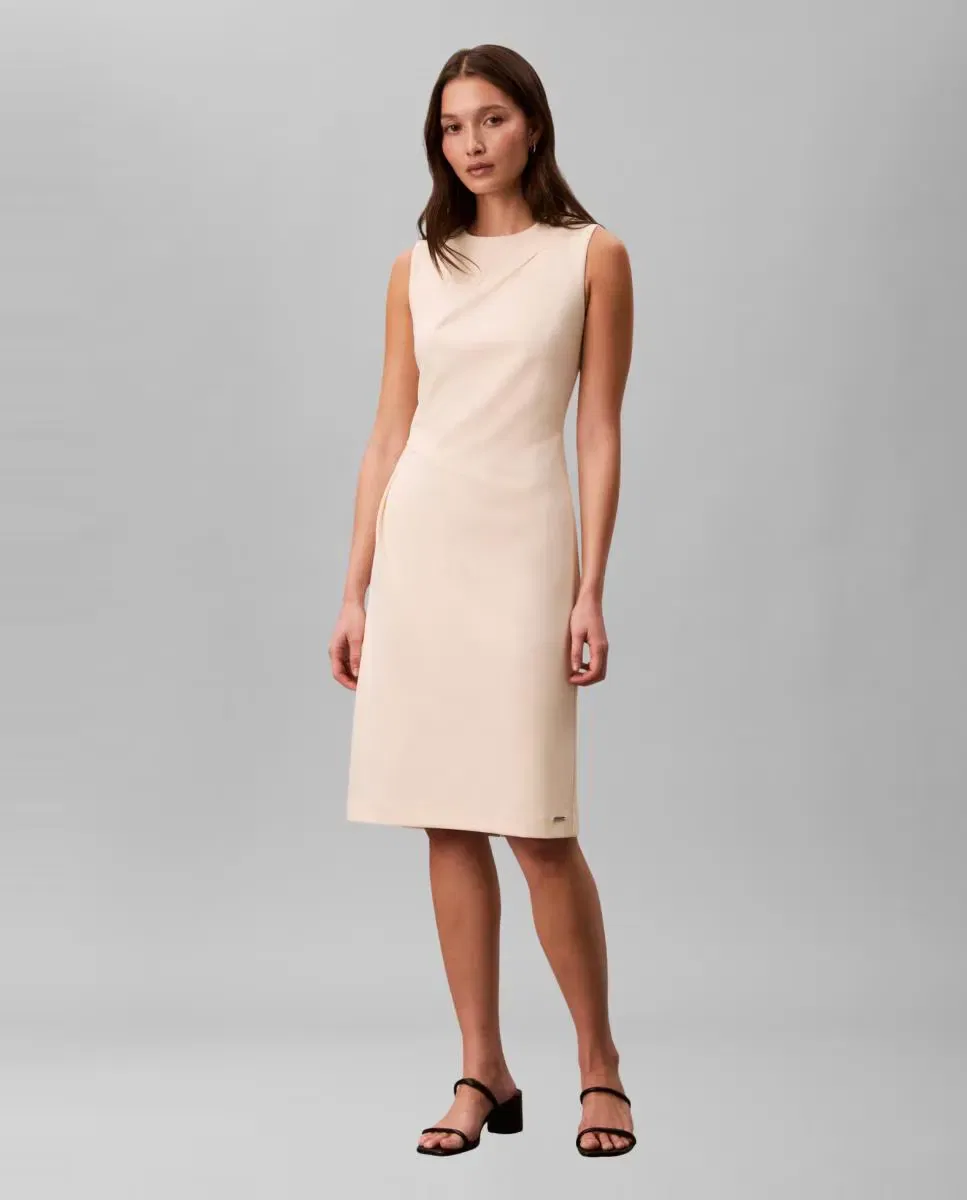 Женское платье-миди из крепа с драпировкой Calvin Klein, Crema