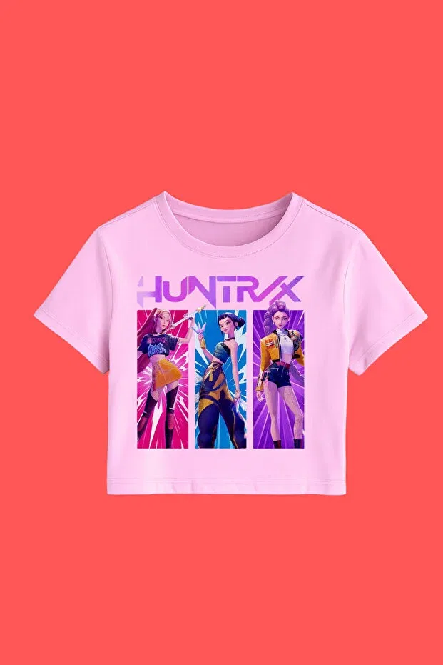Детский топ-кроп с принтом K-Pop demon hunters huntrix Mech Butik, Pink