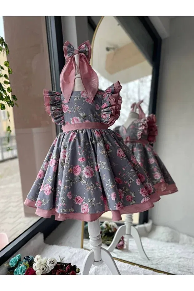 Детское платье для девочек с принтом Sare Çocuk Giyim, Pink