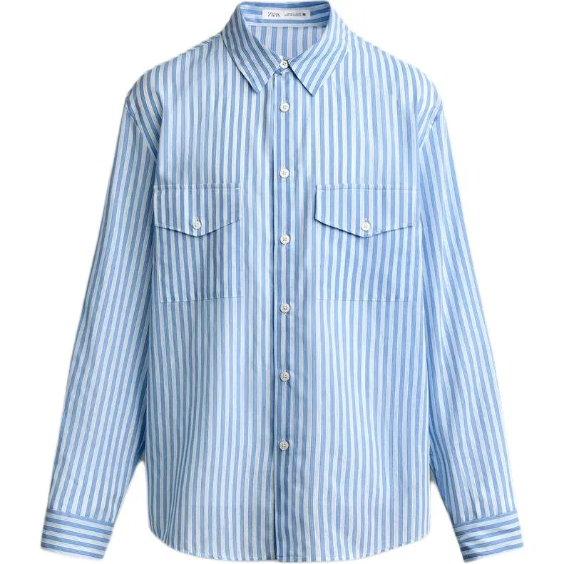 Мужская рубашка с воротником Blue/White ZARA, Blue/White