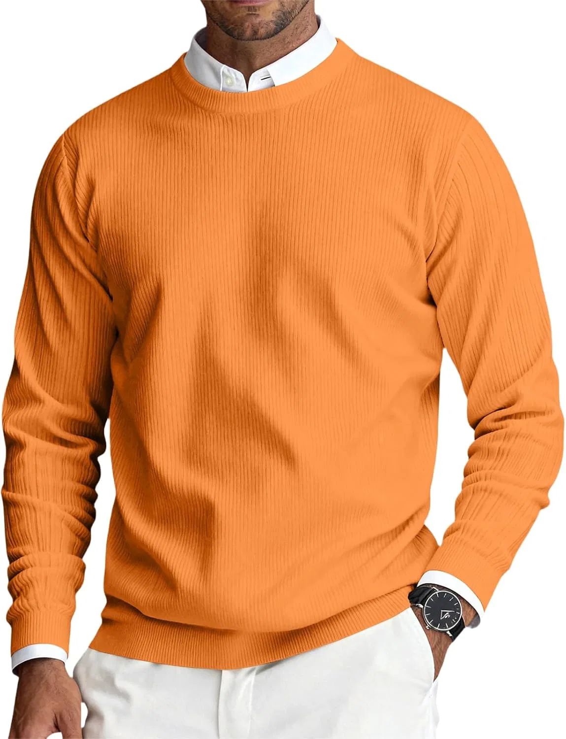 Мужская футболка с длинным рукавом хенли Regular Fit, Orange — фото 2