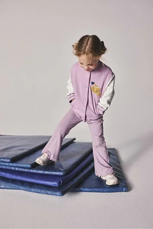 Детское пальто-бомбер для девочек с принтом Mothercare, Lilac — фото 2